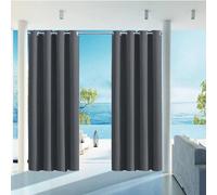 HUAXIQUE Rideaux d'extérieur imperméable Opaque Anti UV isolants Thermiques Rideau Occultant Exterieur pour Terrasse Balcon Pergolas B90xH235cm Gris foncé