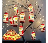 Huayifa Lumière de Décoration de Noël,2m 10 LED Guirlande lumineuse de Noël Imperméable Père ，étanche, jardin, Terrasse fête, Intérieur, Extérieur décoration (blanc chaud)