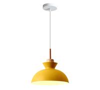 HUAYUSEDF Lampe suspendue en métal jaune de 11 pouces, lustre style industriel nordique, source lumière E26, suspension encastrée, luminaires décoration balcon salon d'îlot cuisine
