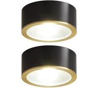 HUAYUSEDF LEGZIT 2pack,3W,5W,7W,9W Brushed Brass Ceiling Surface Mounted Downlight Eyeball Ceiling Light 8cm,10cm Retrofit Recessed Spotlights (Gold/Black,3000K Warm White)(B,7W)