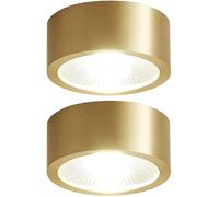 HUAYUSEDF LEGZIT 2pack,3W,5W,7W,9W Brushed Brass Ceiling Surface Mounted Downlight Eyeball Ceiling Light 8cm,10cm Retrofit Recessed Spotlights (Gold/Black,3000K Warm White)(A,3W)