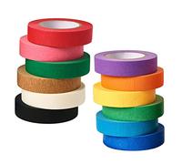 HUAZIZ 12 rouleaux Ruban Coloré, Washi Tape Set, Ruban Arc-En-Ciel Ruban Couleur Ruban Adhésif Couleur Ruban de Masquage Peinture pour Travaux Manuels Bricolage Code à Couleurs, 12 mm de Large