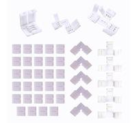 HUAZIZ 42 Pièces Connecteurs de Bandes LED 3 Broches 10 mm Connecteurs de Lumière sans Soudure en Forme de L et T Connecteurs d'Extension de Lumière d'Adaptateur pour WS2811, WS2812b, SK6812 SMD RGB