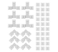 HUAZIZ 42 Pièces Connecteurs de Bandes LED 4 Broches 10 mm Connecteurs de Lumière sans Soudure en Forme de L et T Connecteurs d'Extension de Lumière d'Adaptateur LED pour WS2811, SK6812 SMD RGB