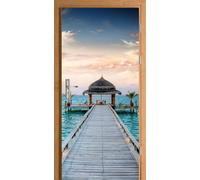 HUBDECO Tableau mural Autocollant de porte Meubles Penderies Miroir Fantaisie Art Papier peint mural Meubles Penderies Miroir 88x200cm Motif tropical