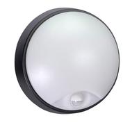 Hublot LED Rond Noir, 12W, 1200 lumens, IP65, couleurs réglables 3000/4000/6500, détecteur de mouvement, garantie 5 ans - Tibelec