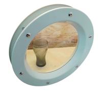 Hublot pour portes intérieures 350 mm, couleur blanche, verre clair | acier inoxydable, style bord de mer, epaisseur de la porte : 40mm, écrous douilles chromés, portholes.bullaugen