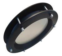 Hublot pour portes intérieures 350 mm, couleur noire, verre mat | acier inoxydable, style bord de mer, epaisseur de la porte: 40mm, écrous à chapeau, portholes.bullaugen