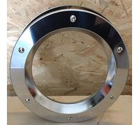 Hublot pour portes intérieures en acier inoxydable brillant, verre clair | style bord de mer, diamètre 350 mm, epaisseur de la porte : 40mm, écrous douilles chromés, portholes.bullaugen