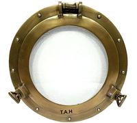Hublot transparent antique en verre transparent pour décoration murale (50,8 cm)