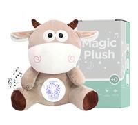 HuBorns - Peluche Veilleuse Bébé Musicale et Lumineuse avec Machine Bruit Blanc Bebe, Veilleuse Bruit Blanc Bebe avec 15 Mélodies, Cadeau Naissance Fille et Cadeau Naissance Garcon (Vache)