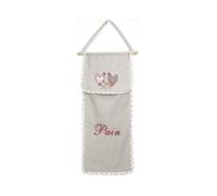 AUBRY GASPARD - Huche à Pain Poule Coton Lin - Gris - 68 x 28 cm - Motif Poules - À Suspendre - Conserve Pain à l'Abri - Léger 0,13 kg - Parfait Cuisine ou Garde-Manger