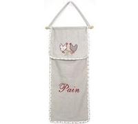AUBRY GASPARD - Huche à Pain Poule Coton Lin - Gris - 68 x 28 cm - Motif Poules - À Suspendre - Conserve Pain à l'Abri - Léger 0,13 kg - Parfait Cuisine ou Garde-Manger