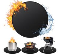 Huchiz Tapis de brasero de 150 cm pour poêle solo, double face, ignifuge, tapis de protection pour terrasse, barbecue rond, facile à nettoyer, réutilisable