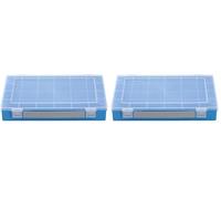 hünersdorff Boîte de rangement PP Classic avec 24 compartiments | Boîte de rangement stable pour vis et autres petites pièces | Compartiments fixes | 22,5 x 33,5 x 5,5 cm, bleu (Lot de 2)