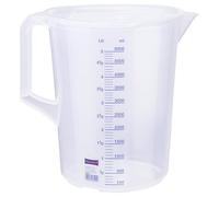 Hünersdorff Gobelet doseur 5L avec couvercle, incassable et sans danger pour les aliments (PP), poignée fermée, 2 échelles, transparent