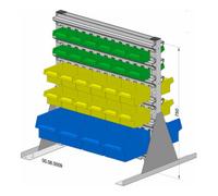 Hünersdorff Présentoir fixe bilatéral 56 bacs de rangement PS laqué à la poudre gris clair, 720x750 mm Quantité:1