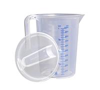 hünersdorff - Récipient gradué 1l avec couvercle, polypropylène (PP), incassable et lavable au lave-vaisselle, poignée ouverte, échelle bleue