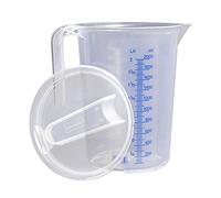 hünersdorff Tasse doseuse en plastique 2L avec couvercle | polypropylène (PP) | incassable et lavable au lave-vaisselle | manche ouvert | échelle bleue
