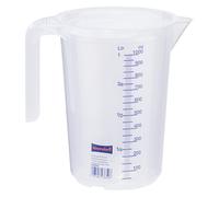 hünersdorff Verre doseur 1l | polypropylène (PP) | incassable | Compatible Lave-Vaisselle | avec poignée | Transparent avec Graduation Bleue | Mesure 1000ml