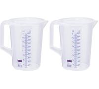 hünersdorff verre doseur 2l | polypropylène (PP) | incassable | lavable au lave-vaisselle | avec poignée | transparent avec graduation bleue | mesure 2000ml (Lot de 2)