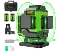 Huepar 12 Lignes 3D Croix Verte Niveau Laser Outil d'Auto-Nivellement Horizontal&Vertical Base de Levage 2 Batterie Li-ion-LS03DG