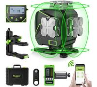 Huepar 4D Niveau Laser, Niveau laser auto-nivelant à 16 lignes, LCD, Bluetooth Faisceau Vert Outil Pour Carrelage, Horizontale/Verticale à 360°,Télécommande & Étui de Transport,Cadeau pour Papa