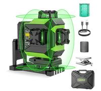 Huepar 4x360 Niveau Laser 4D Vert 16 Lignes Laser Auto-Nivelant Croisée Outil, 2x360 Horizontales&Verticales avec Mode Impulsion, Batterie Li-ion, Base Magnétique, Étui de Transport Rigide
