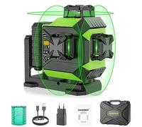 Huepar Niveau Laser 360 Vert 3D Auto-Nivelant Laser 12 Lignes Croisé avec Luminosité Réglable Laser et Mode Impulsion, Batterie Li-ion Port de Charge Type C,Base Magnétique,Étui de Transport Rigide