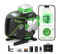 Huepar Niveau Laser Chantier Autonivelant 360°x4 Avec Écran LCD,Bluetooth | Lazer Niveaux 4D 16 Lignes Laser,Mode Impulsion ExtéRieur,Pour Carrelage,Batterie+Télécommande & Étui de Transport S04CG