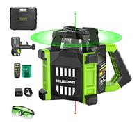Huepar Niveau Laser Rotatif 800M+Points d'Aplomb,Kit Vert Laser Rotatif Horizontal/Vertical Auto-Nivellement Angle Balayage 0-180° avec Lunettes, Récepteur, Plaque Cible, Télécommande, Batterie Li-ion