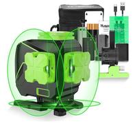 Huepar Niveau Laser Sol-12Lignes 3D Croisé-Faisceau Vert-Auto-Nivelant-Ligne Horizontale Verticale-Trois Mode Alimentation-Support