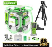 Huepar Pro 12 lignes niveau Laser vert croix auto-nivelant ± 2mm haute précision avec trépied de détecteur à distance pour la Construction ZK03 With Detector