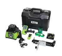 Huepar RL200HVG Niveau Laser Rotatif, Laser Rotatif Automatique 360° | Ligne Horizontale/Verticale et 2 Points Intérieur/Extérieur,Double Pente Ajustable,Télécommande et Détecteur Incluse