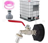 hufhnwso IBC Bouchon Cuve 1000L S60X6 IBC Raccord Robinet avec S60X6 raccord de Tuyau 1/2" Adaptateur de Tuyau d'arrosage pour réservoirs d'eau de Pluie (1/2-2pc)