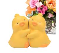 Hug Duck Serre-livres pour livres décoratifs - 17 x 13 x 10 cm Blanc Jaune Paire de statues, figurines d'exposition pondérées antidérapantes | Kit de supports terminaux pour ranger la littérature