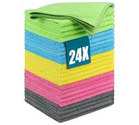 Huglux 24 PCS Chiffons de Nettoyage Microfibre, Micro Fibre Chiffon Menage, Lavette Vaisselle Torchons de Cuisine, Doux Non Pelucheux, 30 x 30 cm, pour Maison,Cuisine,Voiture,Fenêtre en Verre