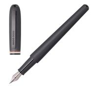 Hugo Boss Contour Iconic HSH3412D Stylo-plume en laiton et aluminium Noir Longueur 13,6 cm Épaisseur de la plume M