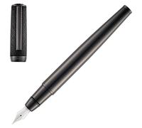 BOSS Stylo-plume à la finition canon de fusil avec capuchon en cuir texturé - Style Fountain pen Double B Saffiano Black, 58681665 Noir pcs.