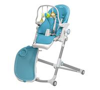 HUGO Chaise haute pliable et inclinable + arche de jeux Bleu