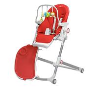 HUGO Chaise haute pliable et inclinable + arche de jeux Rouge