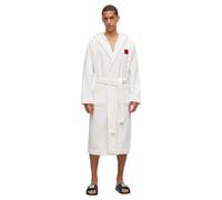HUGO Hommes Terry Gown Hooded Peignoir en Molleton de Coton avec étiquette logotée Rouge