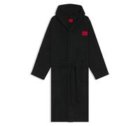 HUGO Peignoir en molleton de coton à capuche avec étiquette logo - Style Terry Gown Hooded, 50503029 Noir XXL