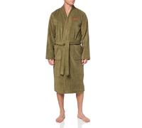 HUGO Peignoir long en tissu éponge avec logo brodé pour homme, Vert étain, Large