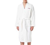 HUGO Peignoir en molleton de coton avec logo rouge brodé - Style Terry Gown, 50503028 Blanc M
