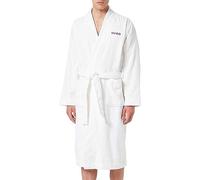 HUGO Peignoir en molleton de coton avec logo rouge brodé - Style Terry Gown, 50503028 Blanc M