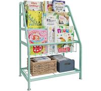 Huhote Bibliothèque pour enfants, petite bibliothèque, étagère de rangement pour livres et jouets, présentoir pour petit endroit, salon, étude, chambre d'enfant (vert)