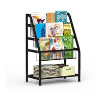 Huhote Bibliothèque pour enfants, petite bibliothèque, étagère de rangement pour livres et jouets, présentoir pour petit endroit, salon, étude, chambre d'enfant (noir)