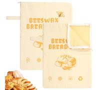 HuhWafee Lot de 2 grands sacs à pain en cire d'abeille avec fermeture | Boîte à pain réutilisable avec doublure en cire d'abeille naturelle pour une fraîcheur plus longue, pour pain à base de levre