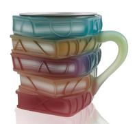 HuhWafee Tasse à café Painted Book Mug, 2025 Unique Livres Stack Tasse à café en verre, Tasse de livre peinte, Nouveauté 3D Livres peints Tasse à café, collection Cadeaux pour les amateurs de